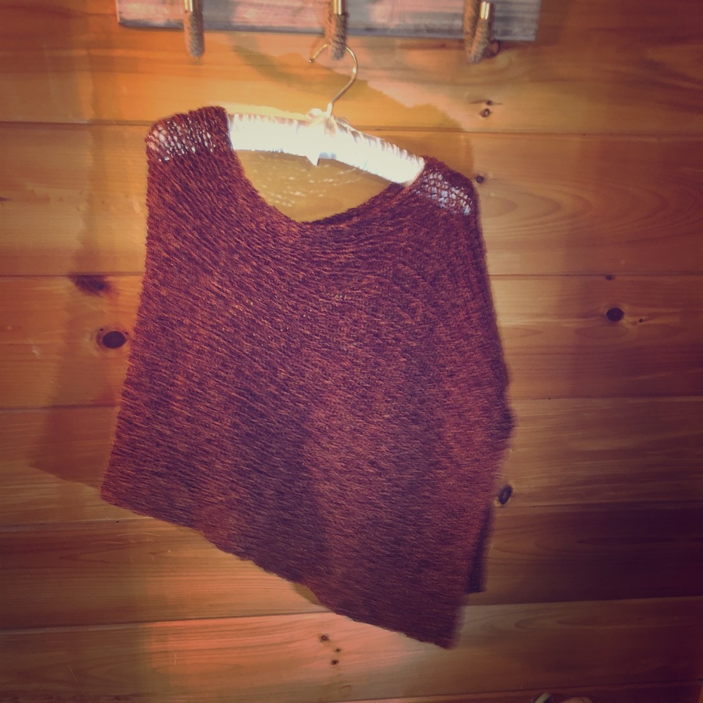 Handmade poncho in burnt orange